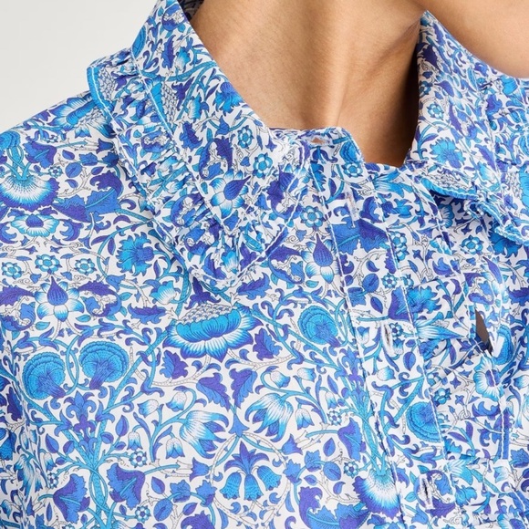 JCrew Ruffle-trim button-up shirt in Liberty® Lodden fabric - Picture 3 of 11